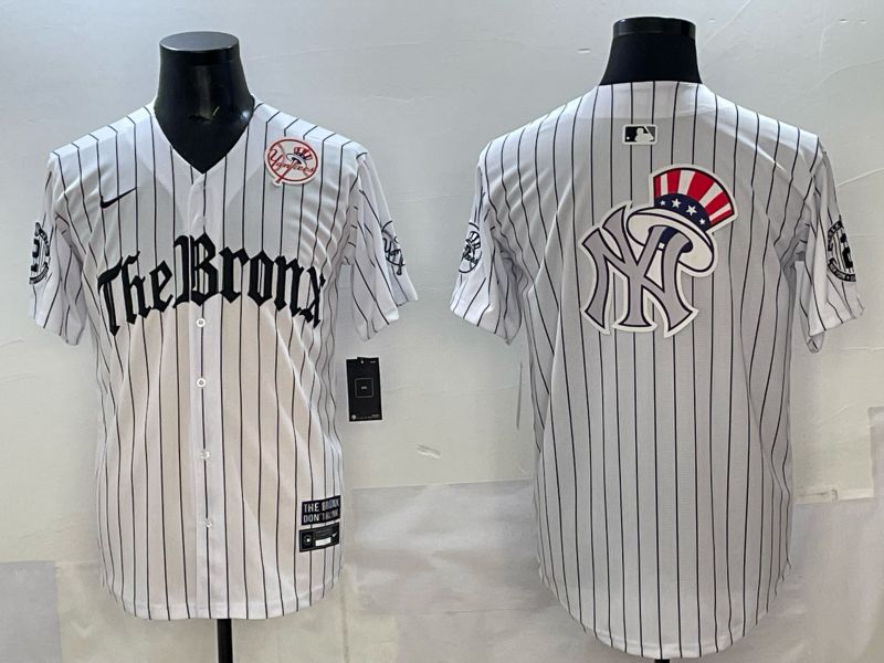 Men 2025 New York Yankees Blank White Stripe Five generations Joint Name Nike MLB Jersey style 012->new york yankees->MLB Jersey